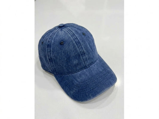 Eskitilmiş Denim Vintage Şapka –  Ayarlanabilir