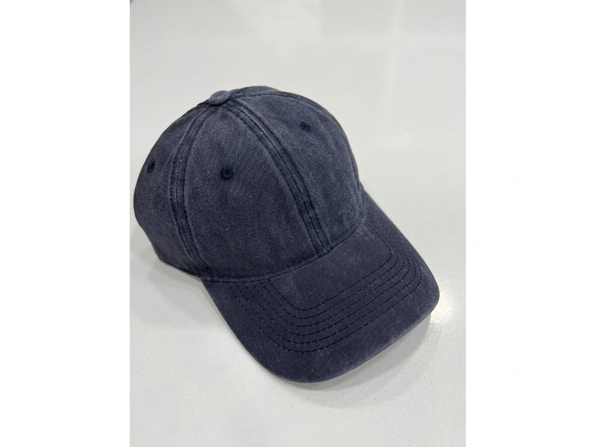 Eskitilmiş Denim Vintage Şapka –  Ayarlanabilir